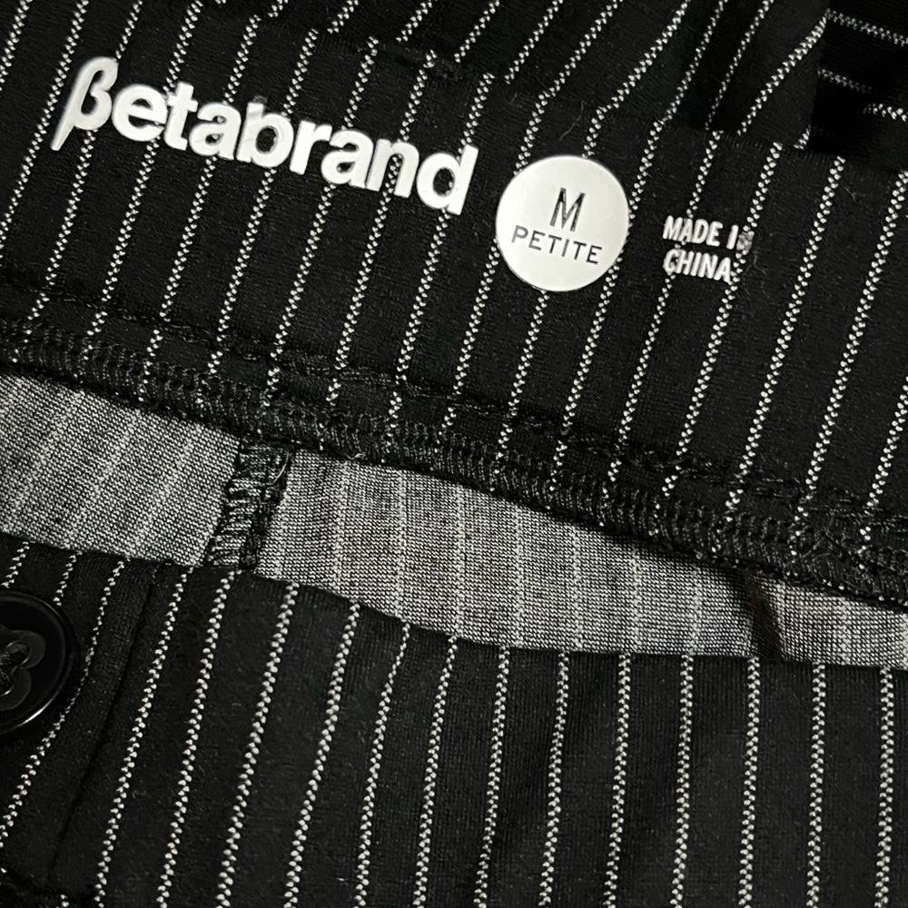 BETABRAND pinstripe black pull-on trousers legging flare slacks pants work - Picture 5 of 6